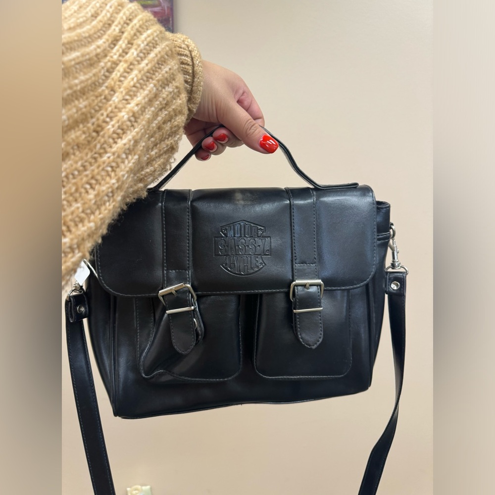Black leather bag